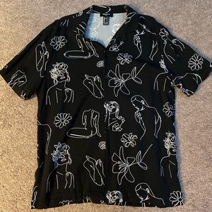 Forever 21 Mens Shirt | Abstract Art Black and White | Small